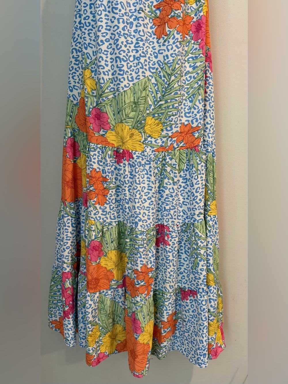 THML Elizabeth Floral and Animal Print Tiered Midi Flowy Dress size XL NWT - Picture 4 of 8